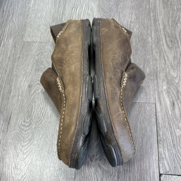 Olukai Moloa Men’s Size 9.5 Slip On Leather Casual Comfort Shoes Brown